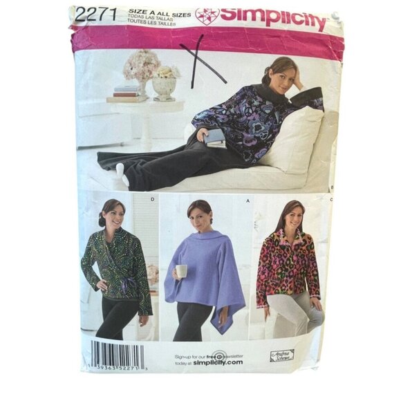 Simplicity Sewing Pattern 2271 Lounge Blanket Bed Jacket Misses One Size - Picture 2 of 3